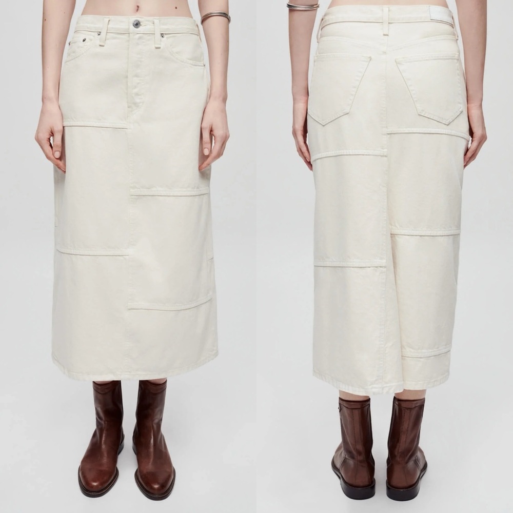 NWT REDONE Mid Rise Seamed Skirt